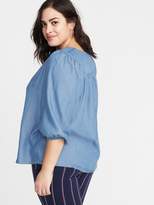 Thumbnail for your product : Old Navy Chambray Plus-Size Peasant Blouse