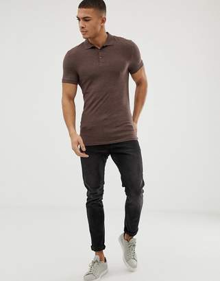 ASOS Design Muscle Fit Jersey Polo In Brown