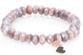 Thumbnail for your product : Sydney Evan Double Heart Diamond, Moonstone & 14K Rose Gold Beaded Stretch Bracelet