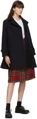 COMME DES GARÇONS GIRL Navy Wool Double-Breasted Coat