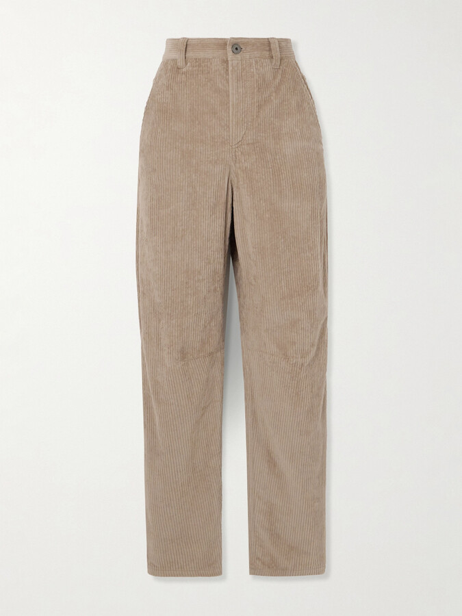 Brunello Cucinelli Striped Cotton-blend Corduroy Straight-leg Pants - Brown