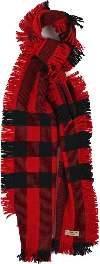 Burberry Wool Half Mega Check Fringe Scarf (Authentic Pre-Loved)