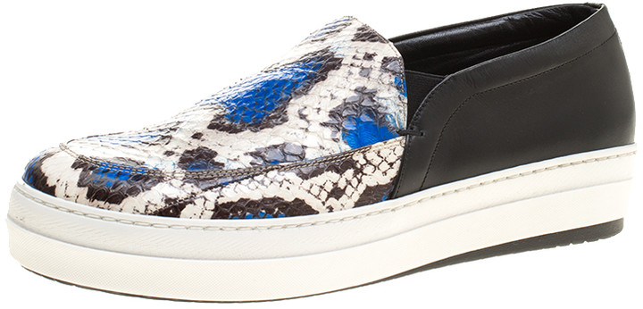 snakeskin platform slip on