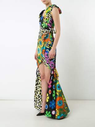Moschino Mixed Print Fishtail Gown