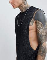 Thumbnail for your product : ASOS DESIGN super longline sleeveless t-shirt in subtle acid wash in black