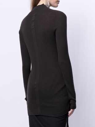 Rick Owens Mock Neck Ribbed Wool Sweater