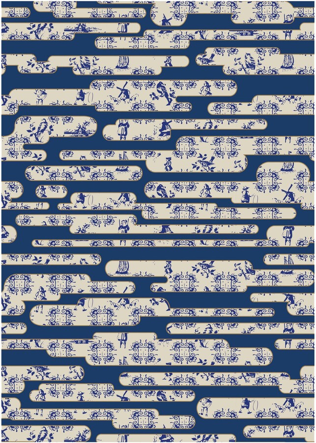 Moooi Dutch Sky Blue Rug In Low Pile Polyamide By Edward Van Vliet