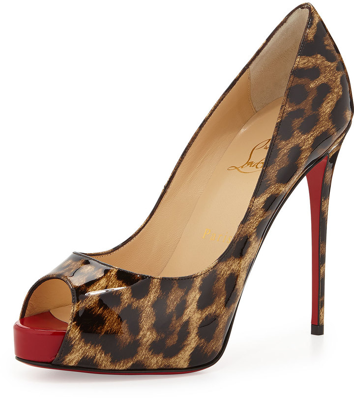 Christian Louboutin New Very Prive Leopard-Print Patent Red Sole Pump ...