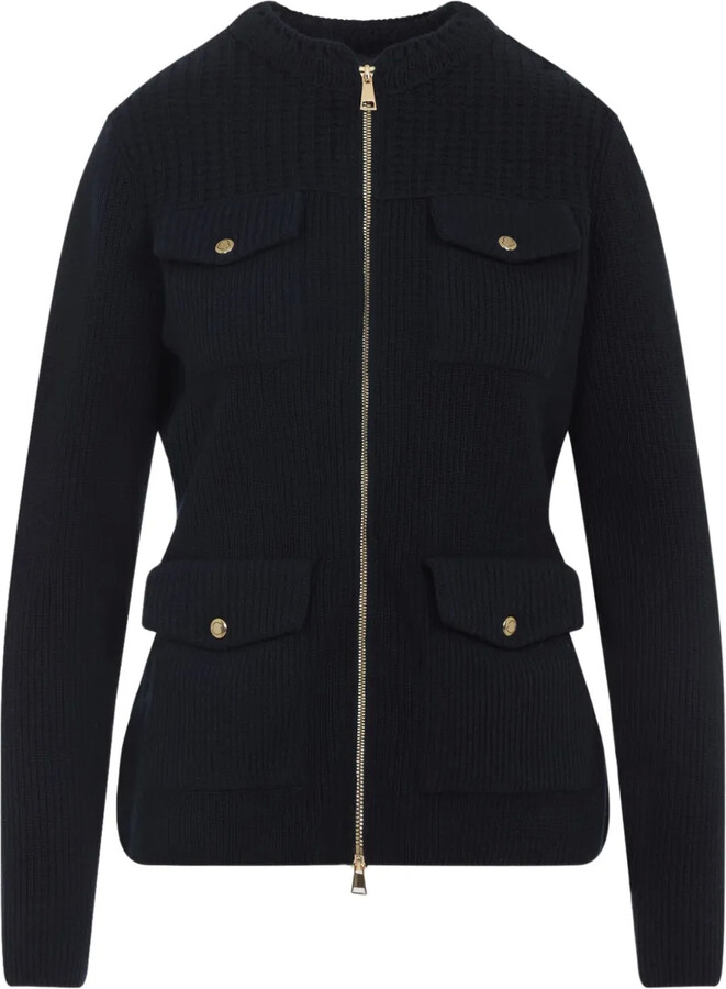 Moncler Ribbed Zip-Front Fitted Jacket