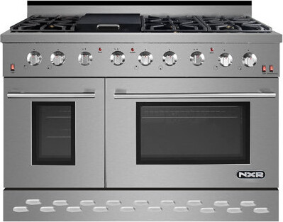 NXR Professional Ranges 2 Piece Kitchen Package with Liquid Propane 48" 7.2 cu. ft. Freestanding Gas Range with Griddle and Hood