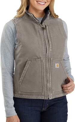 Carhartt Men's Loose Fit Washed Duck Sherpa-Lined Mock Vest (Plus Size)