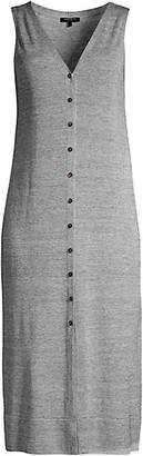 Lafayette 148 New York Button Front Linen Blend Knit Dress