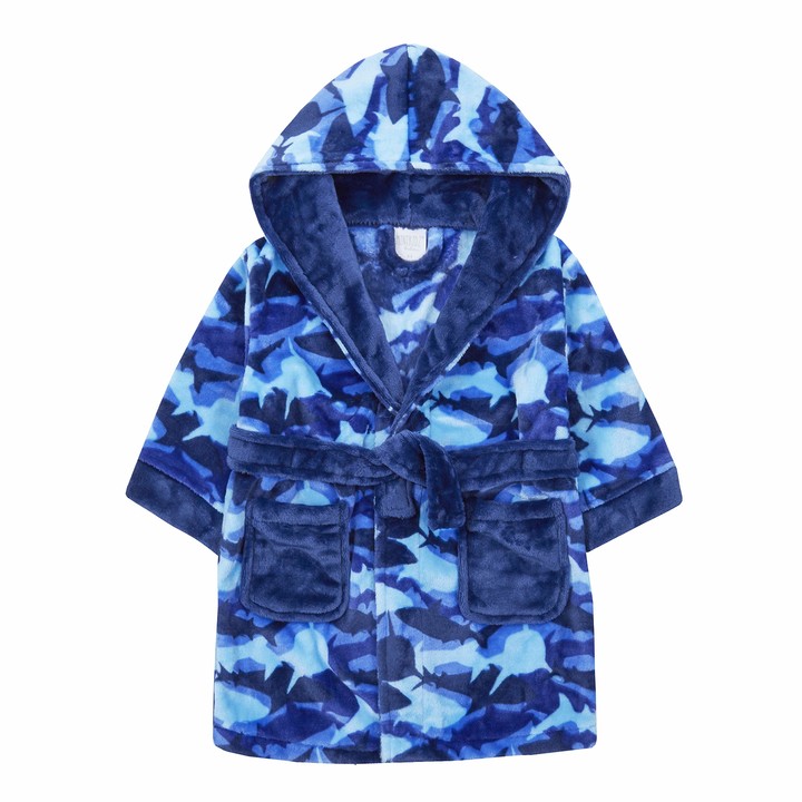 MiniKidz & 4Kidz Childrens/Boys Blue Outer Space Print Plush Fleece Dressing Gown 