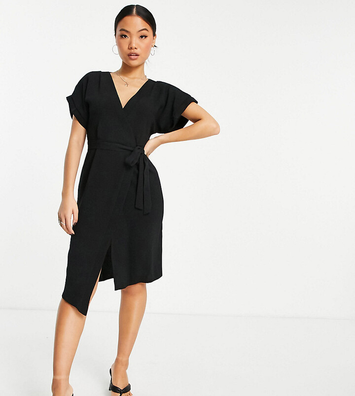 Petite Black Wrap Dress | Shop the ...