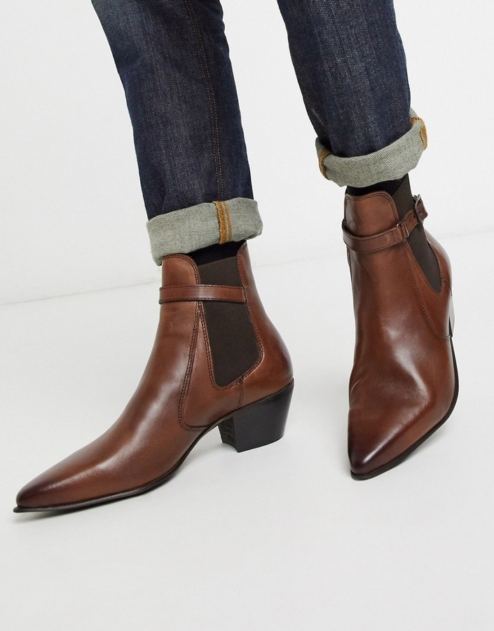 asos design stacked heel western boots