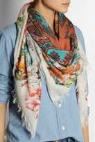 Thumbnail for your product : Etro Printed wool and silk-blend scarf