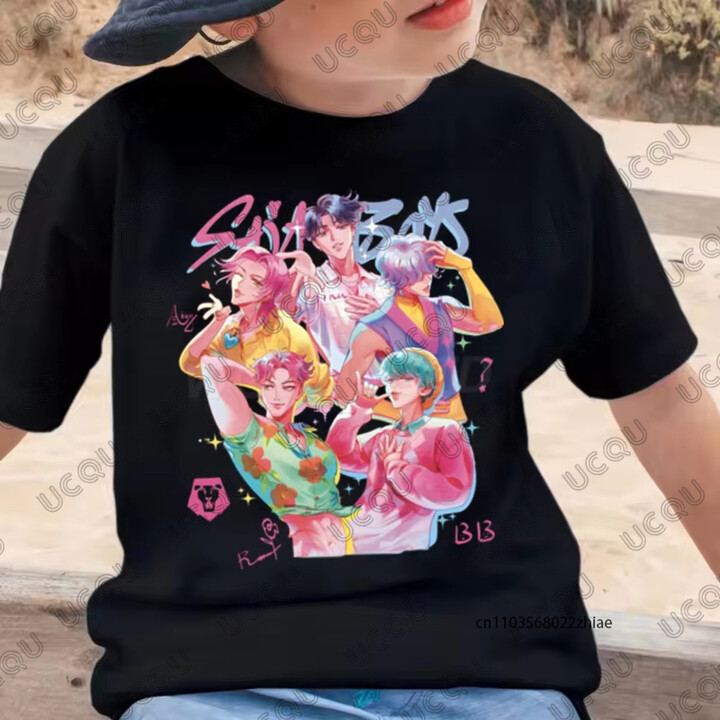 2025 Anime Kpop Demon Hunters Saja Print Children Cotton T-shirt Summer Short Sleeve Tees Boys and Girls Clothes Casual Kids Top