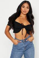 Thumbnail for your product : boohoo Lace Up Detail Peasant Crop Top