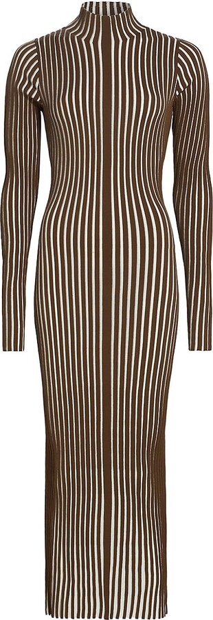 Interior Women's Ridley Cotton-Blend Turtleneck Midi-Dress Cacao