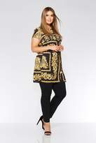 Thumbnail for your product : Quiz Curve Black And Gold Print Tunic Dress