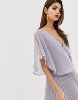 Thumbnail for your product : ASOS DESIGN mini dress with pleat skirt and flutter sleeve