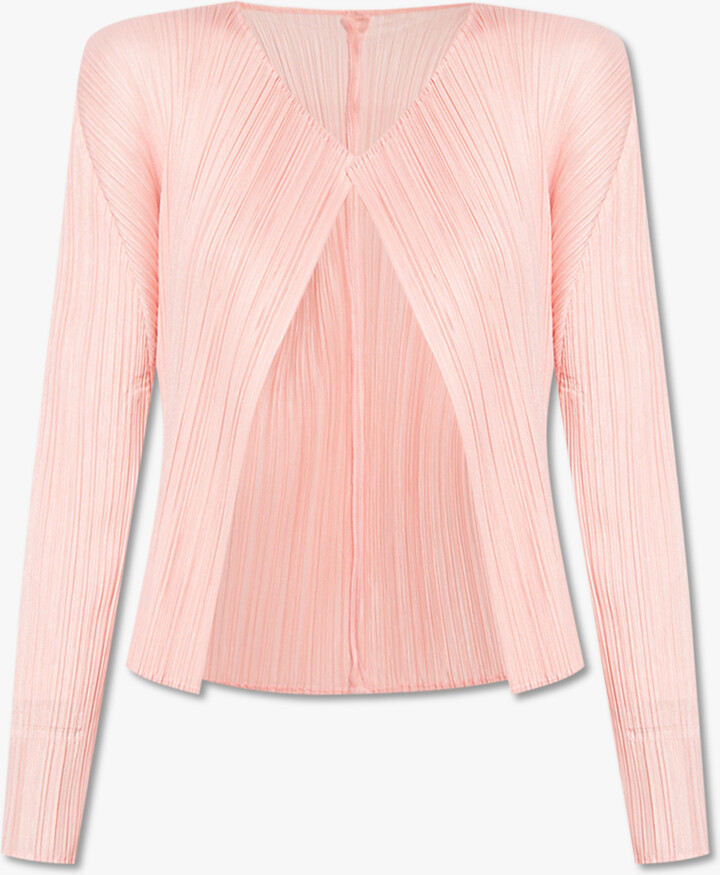 Pleats Please Issey Miyake Pleated Cardigan - Pink - ShopStyle 