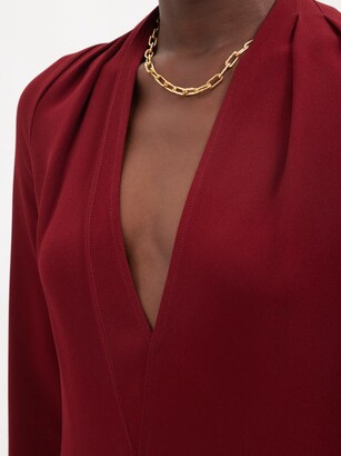 Victoria Beckham V-neck Crepe Midi Dress - Burgundy