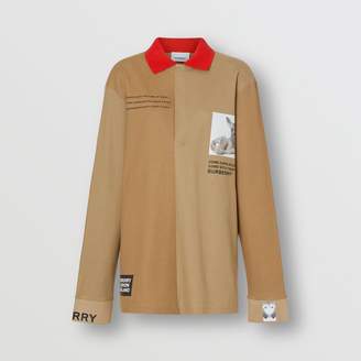 Burberry Long-sleeve Montage Print Cotton Polo Shirt