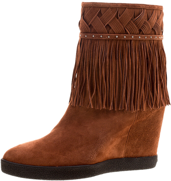 brown wedge boots