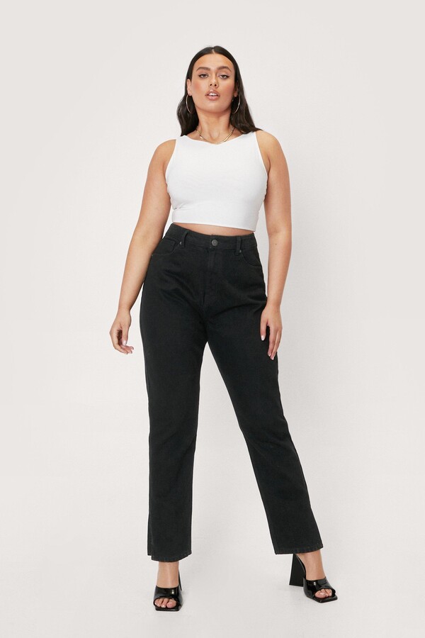 Nasty Gal Womens Plus Size Organic Denim Split Hem Mom Jeans - ShopStyle