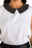 Thumbnail for your product : Milly Matte Stretch Silk Stud Collar Sleeveless Tank