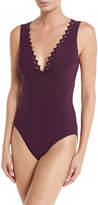 Thumbnail for your product : Karla Colletto Rick Rack Scalloped-Neck Underwire One-Piece Swimsuit