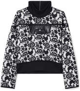 Thumbnail for your product : adidas by Stella McCartney Stretch Jersey-trimmed Floral-jacquard Sweatshirt - Black