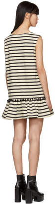 Marc Jacobs White and Black Striped Pom Pom Dress