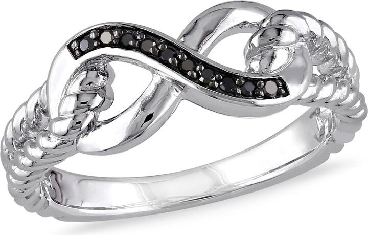 Mimi & Max Black Diamond Infinity Link Ring in Sterling Silver with Black Rhodium