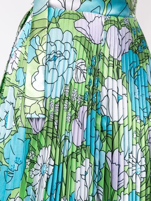 Richard Quinn Floral Pleated Skirt