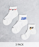 Thumbnail for your product : Nike Everyday Plus Cushioned 3 pack quarter socks in white