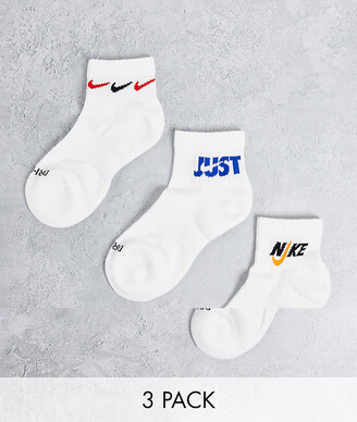 Nike Everyday Plus Cushioned 3 pack quarter socks in white