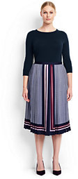 Lands' End Women's Plus Size Pleated Midi Skirt-Black