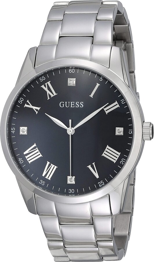 GUESS Stainless Steel Bracelet Watch with Black Genuine Diamond Dial ...