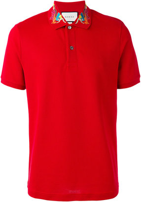 Gucci embroidered collar polo shirt - men - Cotton/Spandex/Elastane - 52