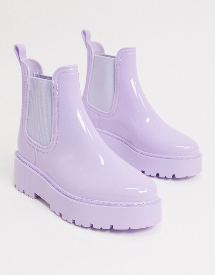 ASOS DESIGN Gadget chunky chelsea rain boots in lilac - ShopStyle