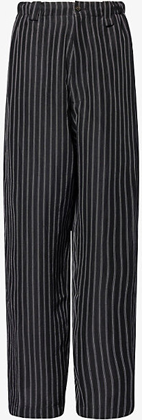 Willy Chavarria Mens Black/White Stripe Toluca Wide-Leg Linen-Blend Trousers M