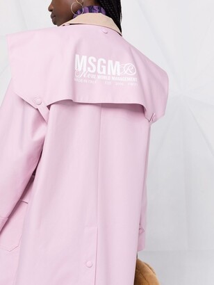 MSGM Logo-Print Cotton Trench Coat