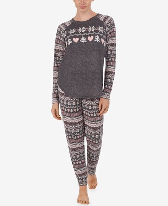 Cuddl Duds Cozy Brushed Sweater-Knit Novelty Pajama Set