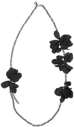 Lanvin Long Chain Flower Necklace, Black