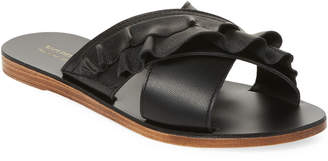 Saks Fifth Avenue Ruffle Slide Leather Sandal