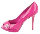 Thumbnail for your product : Christian Dior Peep-Toe Patent Leather Pumps