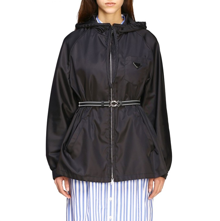 Prada Windbreaker In Nylon Gabardine With Hood - ShopStyle Jackets