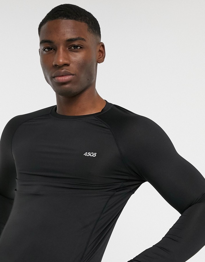ASOS 4505 icon muscle training long sleeve t-shirt with quick dry in black  - ShopStyle